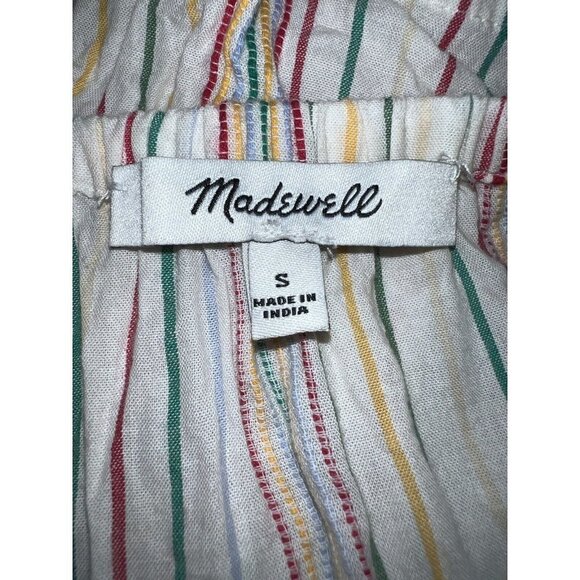 MADEWELL Button-Front Cami Tank Blouse in Textural Cotton Rainbow Stripes - Picture 9 of 11